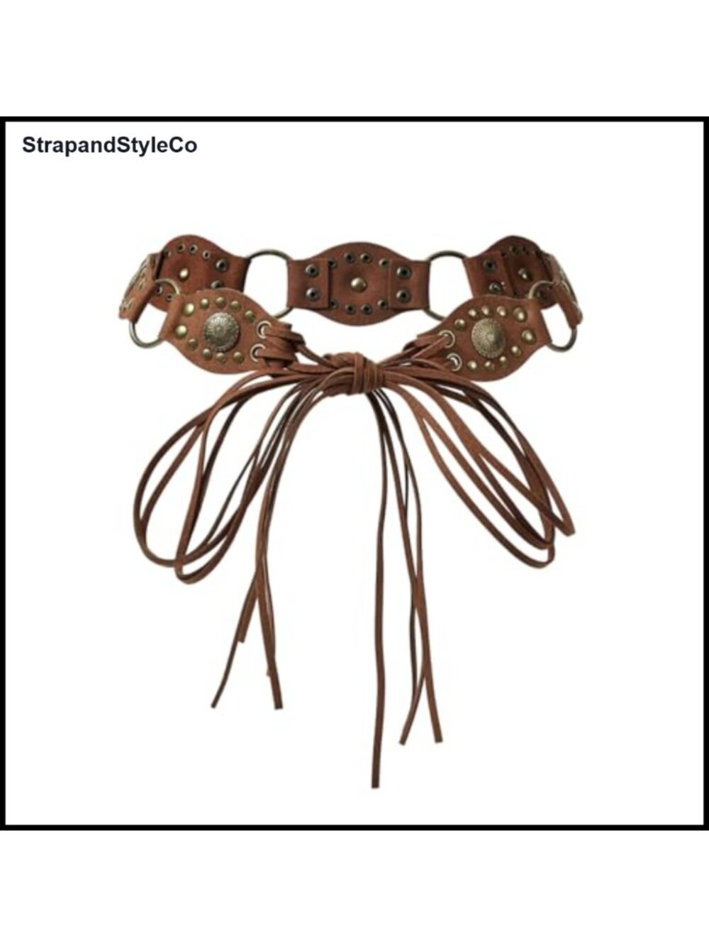 PU Leather Western Boho Metal Link Chain Belt Cowgirl Outfit